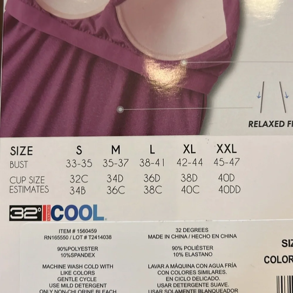 32 Degrees Ladies' Bra Top Cami, 2-pack Ht. Plum & Black - Picture 3 of 3